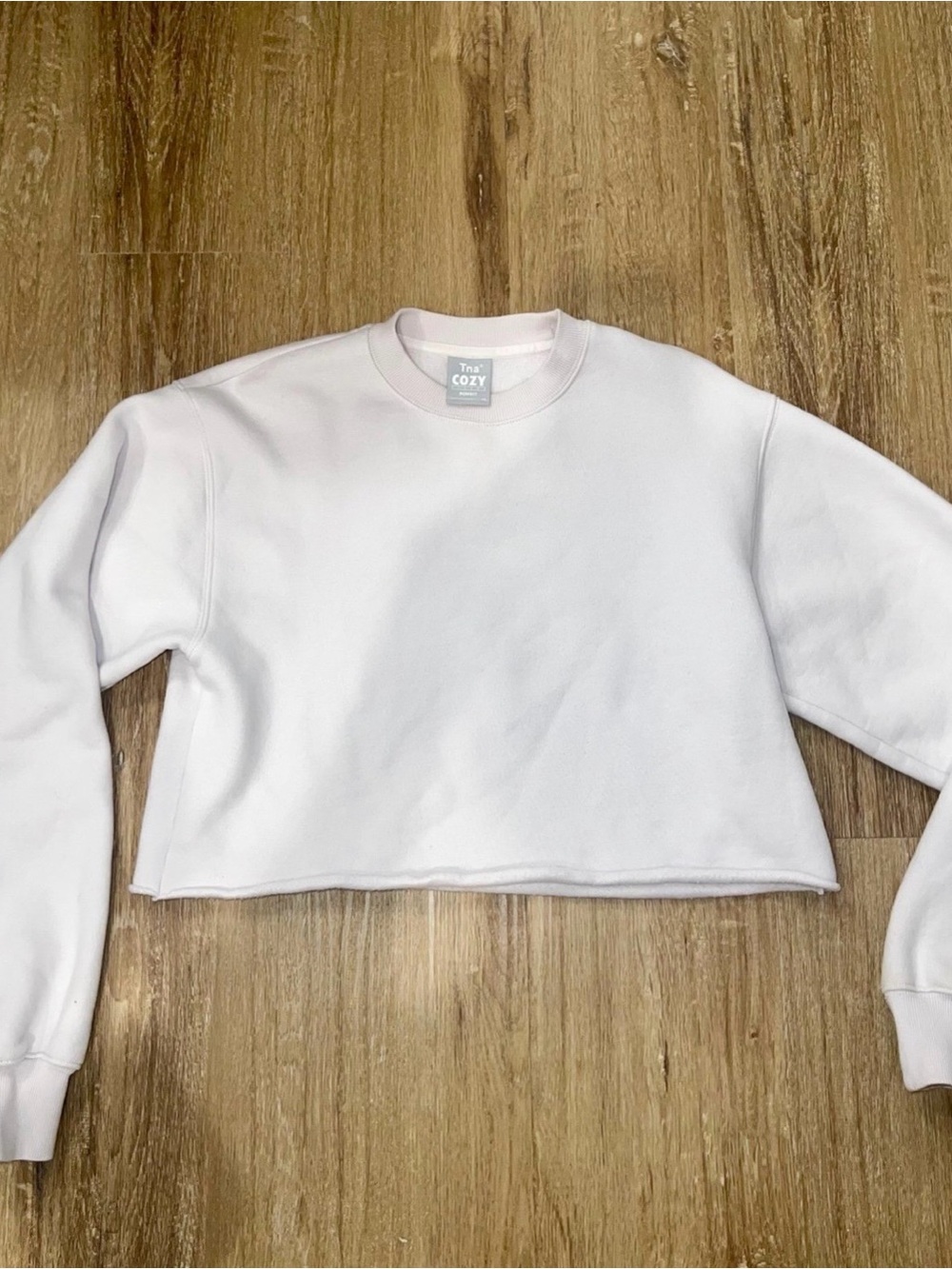 TNA Cropped Pale Pink Crewneck Sweatshirt